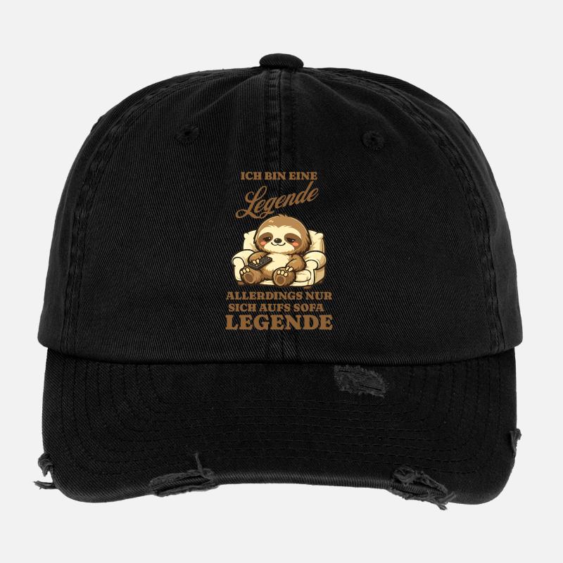 Sloth Series Evening Sofa Saying Funny Flexfit Vintage Destroyed Cap