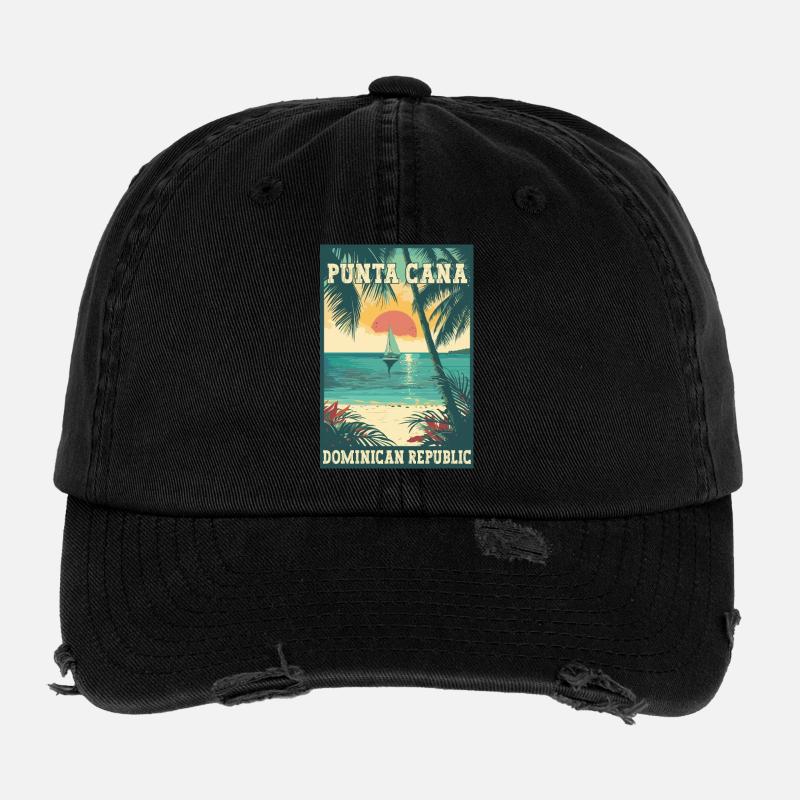 Experience Punta Cana Dominican Republic Flexfit Vintage Destroyed Cap