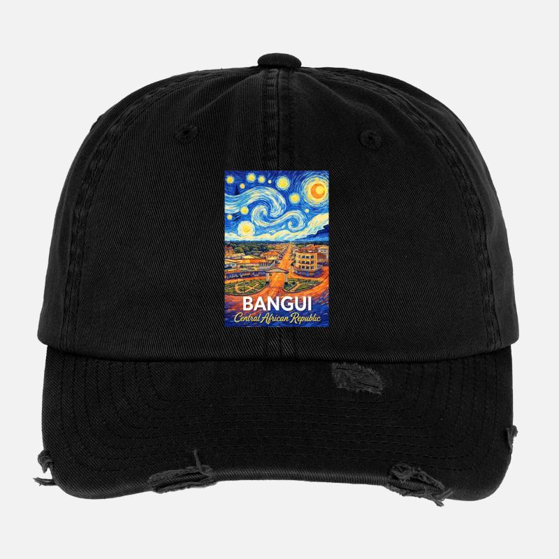 Affiche du paysage urbain de Bangui Nuit étoilée Casquette vintage effet usé Flexfit