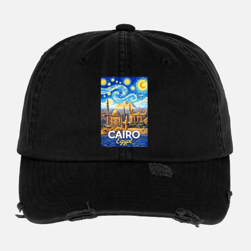Les Nuits du Caire : Pyramides et étoiles Casquette vintage effet usé Flexfit
