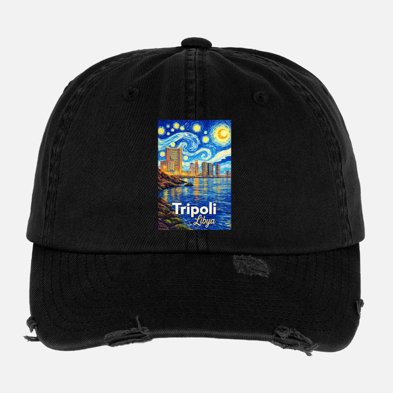 La Nuit étoilée de Tripoli en Libye Casquette vintage effet usé Flexfit