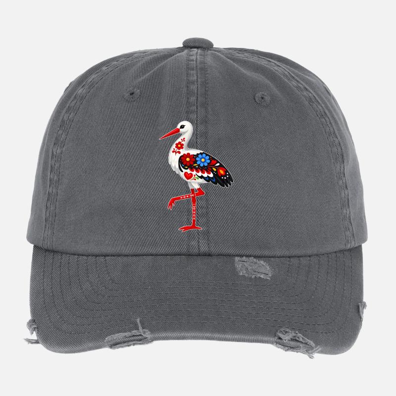 Cigogne populaire debout sur une jambe Casquette vintage effet usé Flexfit