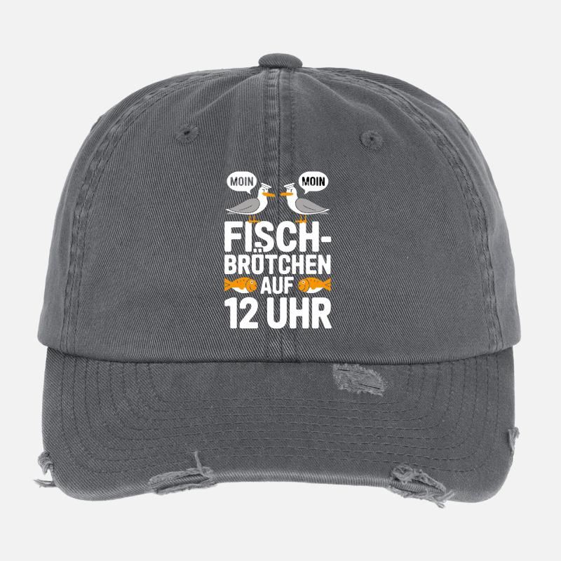  Moin Moin Fischbrötchen Auf 12 Uhr Lustiger Möwen Flexfit Vintage Destroyed Cap