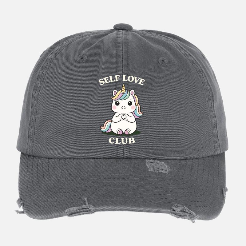 Self Love Einhorn Shirt Cute Motivation Flexfit Vintage Destroyed Cap