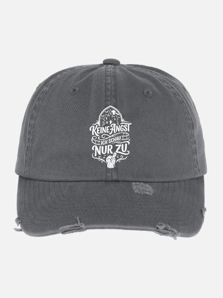 Keine Angst ich schau nur zu Horror - Flexfit Vintage Destroyed Cap - Dunkelgrau - Vorne