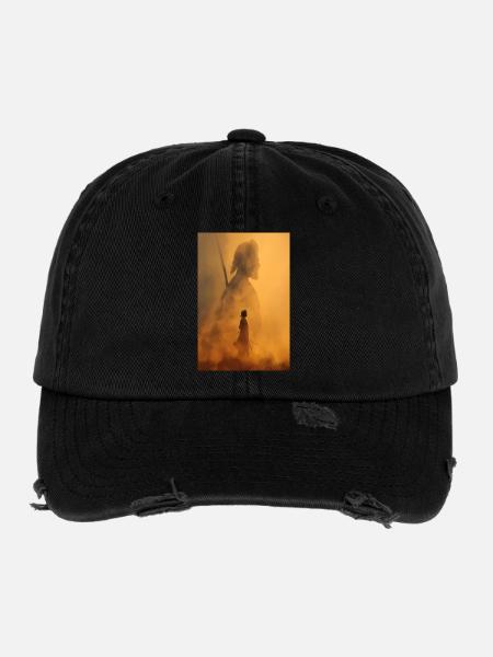 Silhouette du Guerrier de la Braise - Casquette vintage effet usé Flexfit - noir - Devant