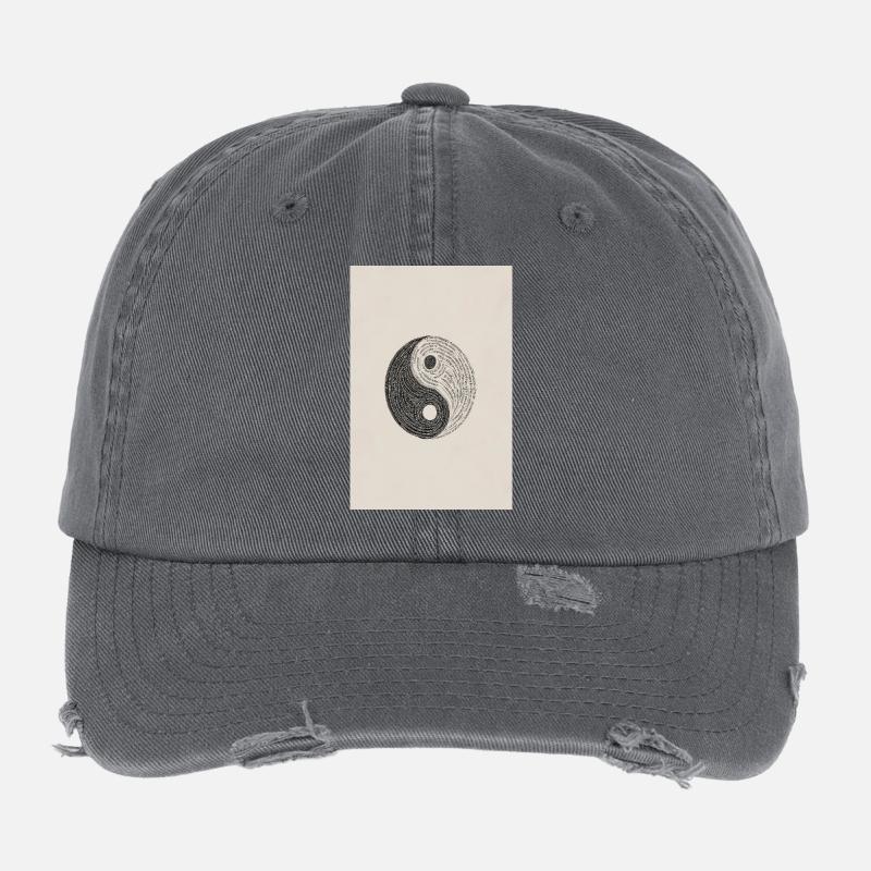 Typographie Yin Yang : Équilibre texturé Casquette vintage effet usé Flexfit