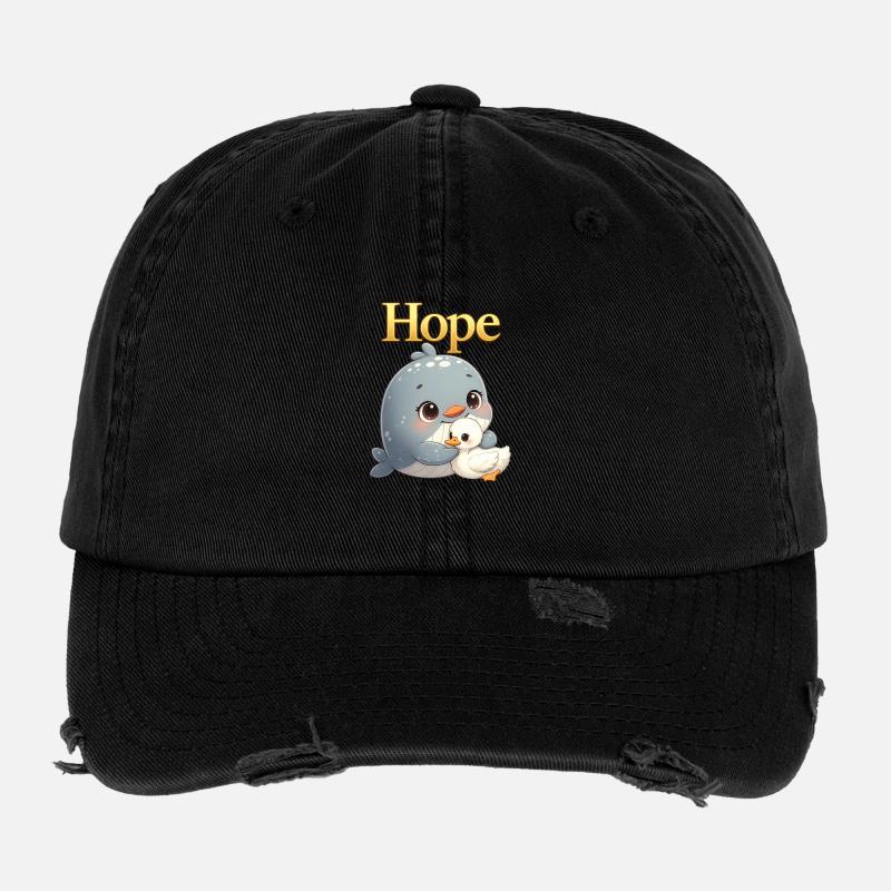 Hope cuddles: Whale and chick Flexfit Vintage Destroyed Cap