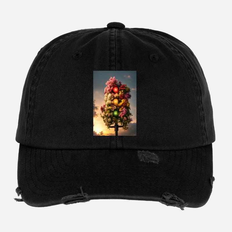 Floral Traffic Light Glow Flexfit Vintage Destroyed Cap