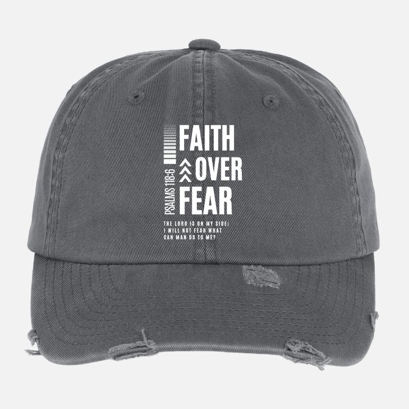 Glaube Über Angst – Psalm 118:6 Flexfit Vintage Destroyed Cap