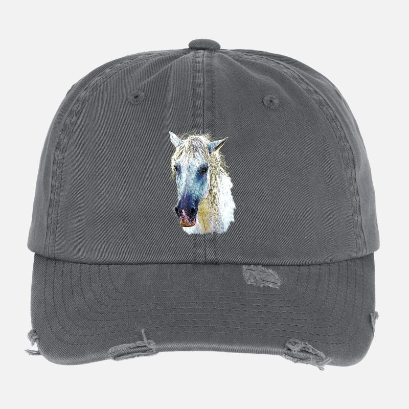 Cheval camarguais en Pastel Fluide Casquette vintage effet usé Flexfit