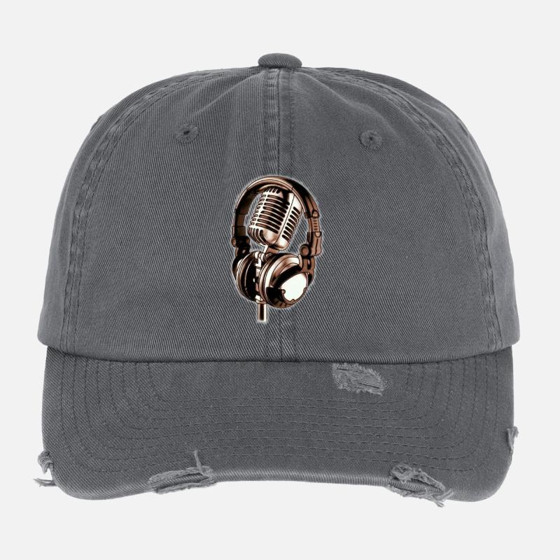 Microphone & headphones Flexfit Vintage Destroyed Cap