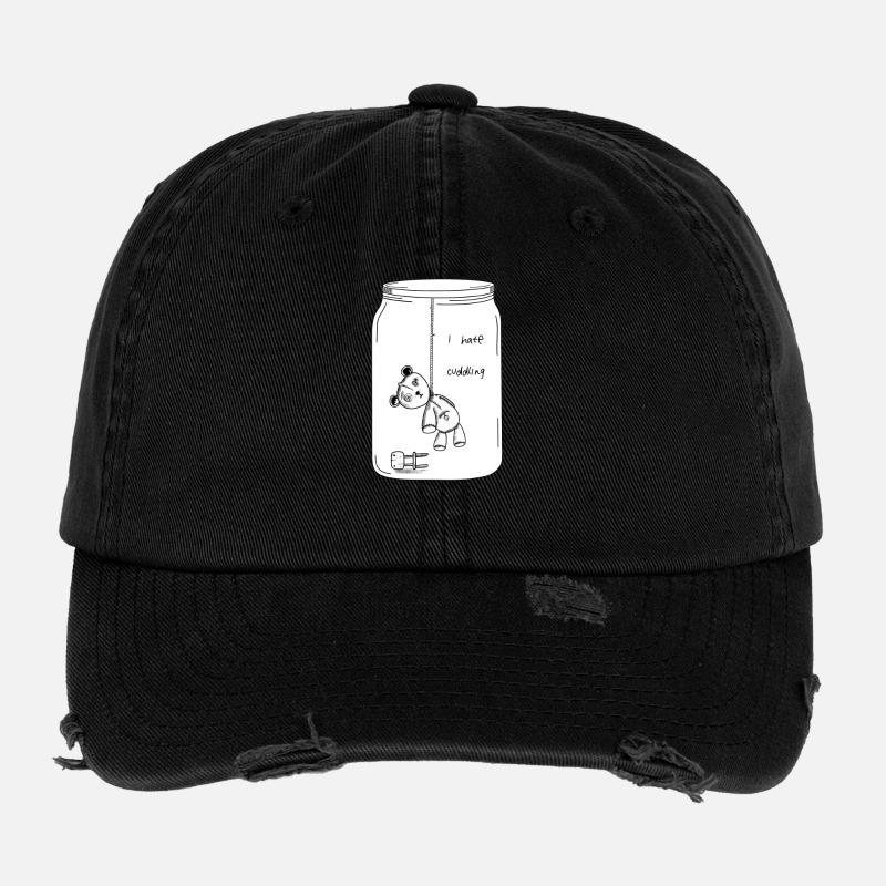I hate cuddling (BW Version) - Flexfit Vintage Destroyed Cap - Schwarz