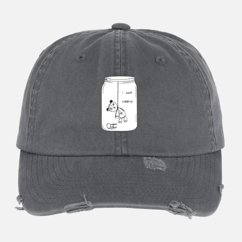 I hate cuddling (BW Version) Flexfit Vintage Destroyed Cap