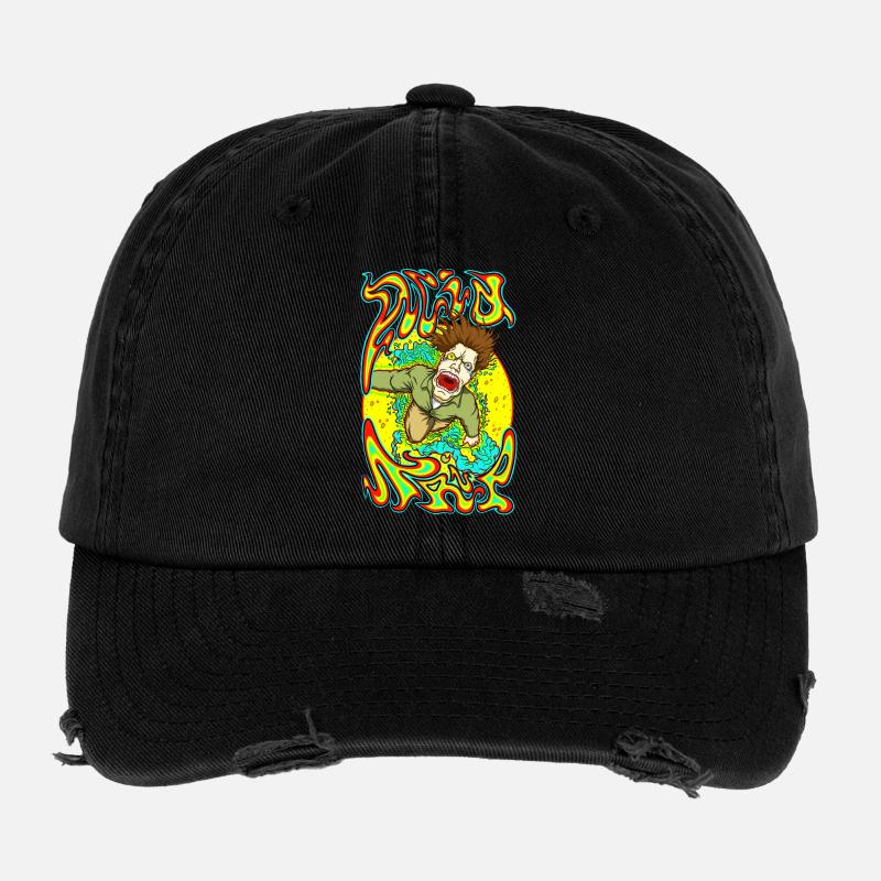 Trip acide - Casquette vintage effet usé Flexfit - noir