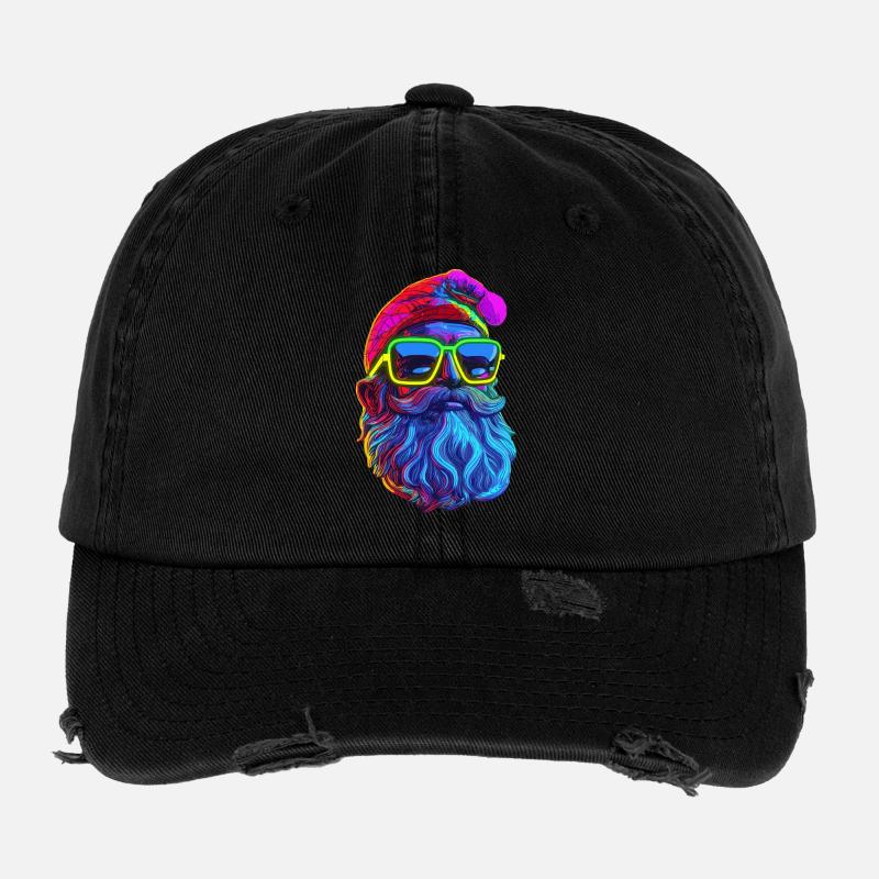 Neon Santa Popart Flexfit Vintage Destroyed Cap