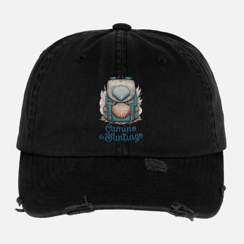 Camino de Santiago, pèlerin, chemin de Compostelle Casquette vintage effet usé Flexfit