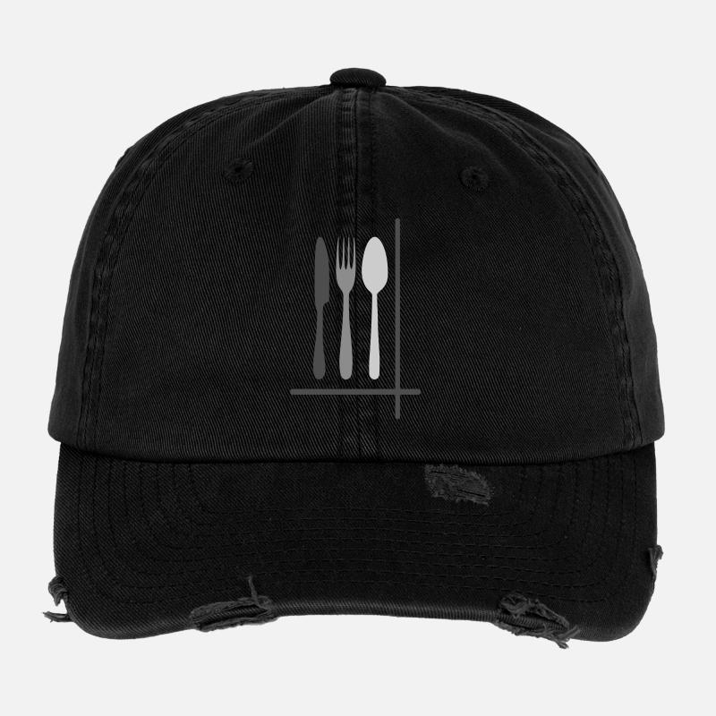 Silhouettes de couverts Minimaliste - Casquette vintage effet usé Flexfit - noir