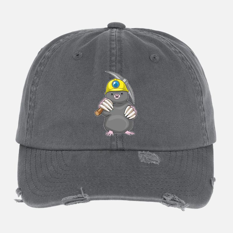 Mineur de taupe Pioche Exploitation minière Casquette vintage effet usé Flexfit