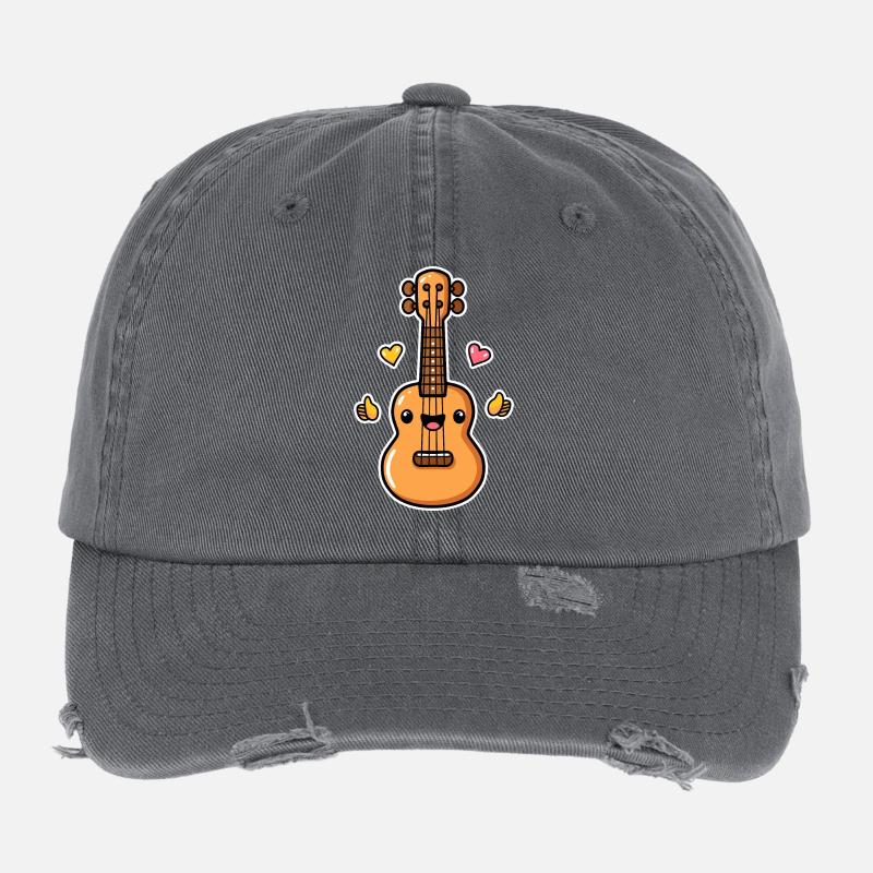 Ukulele Cartoon-Stil Flexfit Vintage Destroyed Cap