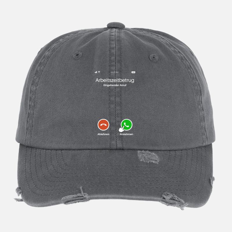 Arbeitszeitbetrug Anruf Lustiges Design Flexfit Vintage Destroyed Cap
