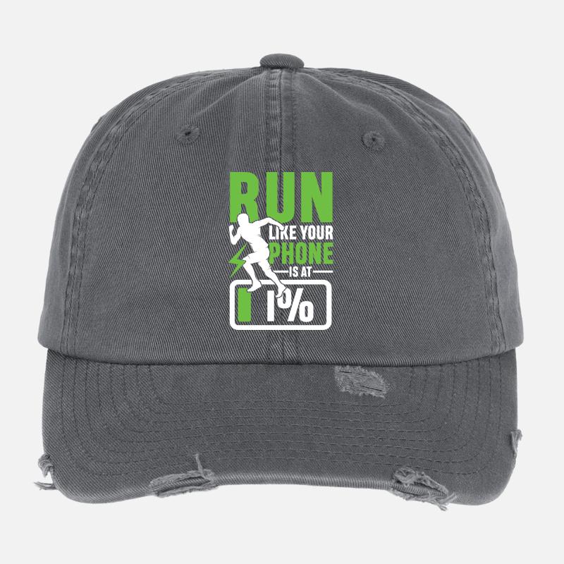 Run like your phone is 1 Flexfit Vintage Destroyed Cap