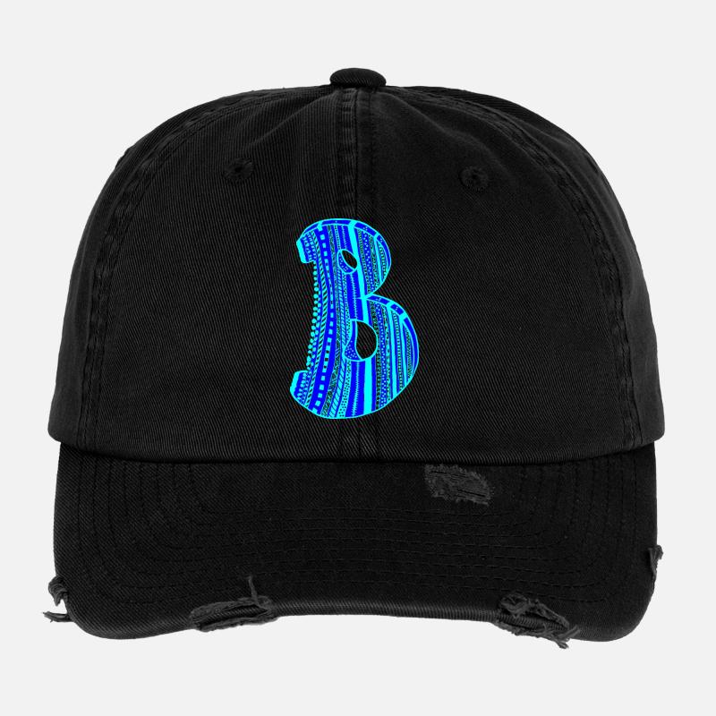 Buchstabe B mit Charakter in blau Flexfit Vintage Destroyed Cap
