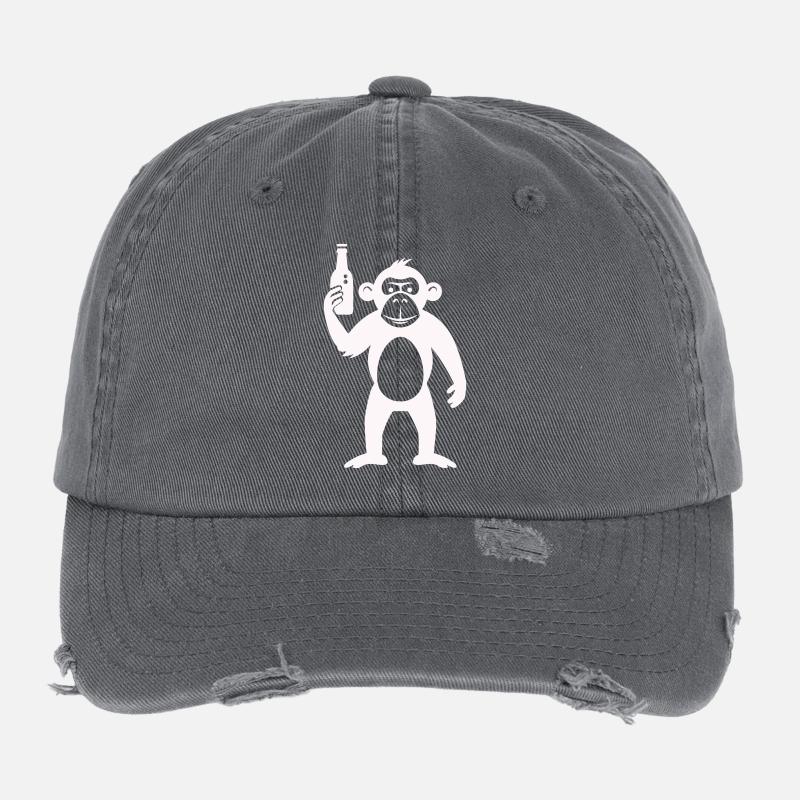 Humorvolle Affe mit Flasche Flexfit Vintage Destroyed Cap
