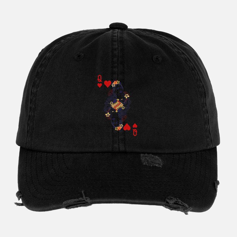 Reine de Cœur ♥︎ Conception de cartes à jouer Casquette vintage effet usé Flexfit