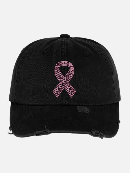 Ruban Celtique Rose à Nœud - Casquette vintage effet usé Flexfit - noir - Devant