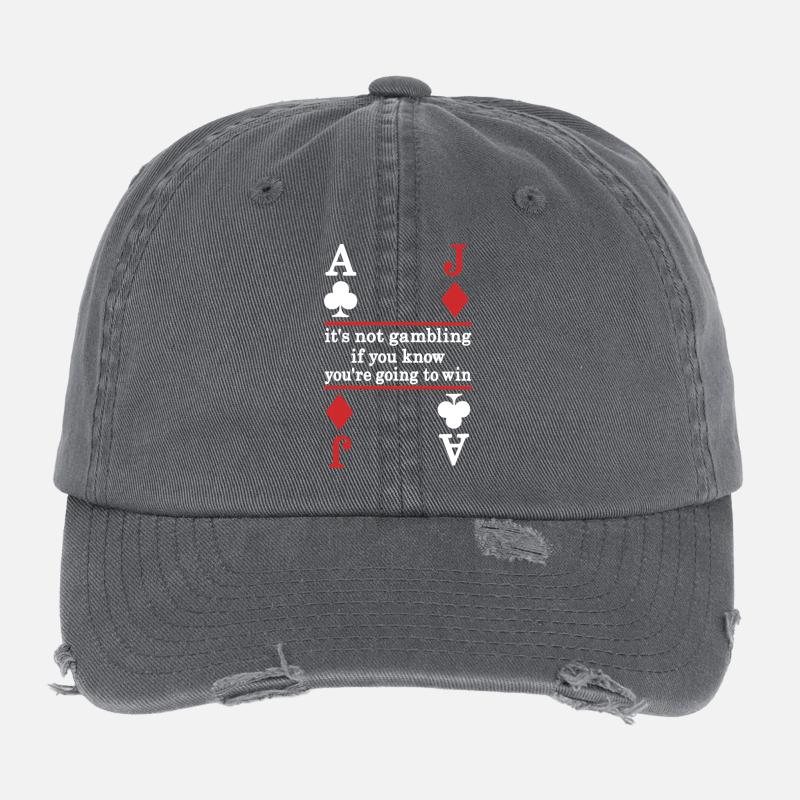 Motif de carte de dicton de poker Casquette vintage effet usé Flexfit
