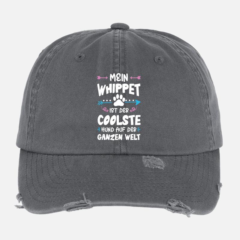 Dicton de chien whippet Casquette vintage effet usé Flexfit