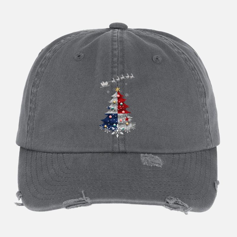 Christmas tree with Panama flag Flexfit Vintage Destroyed Cap