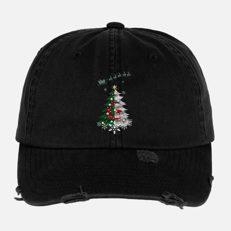 Weihnachtsbaum mit algerischer Flagge Flexfit Vintage Destroyed Cap