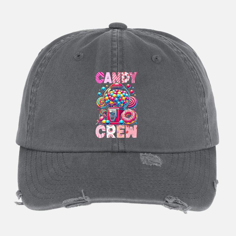 Candy Crew Decoration Candy Lover Sweet Tooth Flexfit Vintage Destroyed Cap