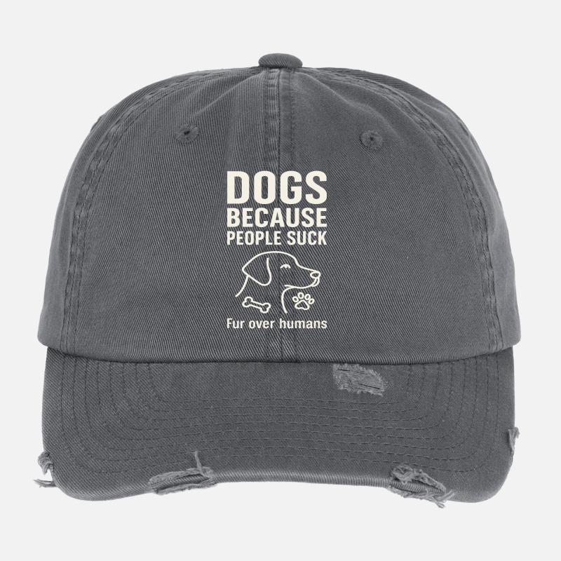 Dogs because people are shit Flexfit Vintage Destroyed Cap