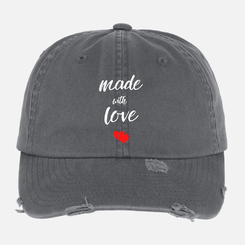 Made with Love Hearts Flexfit Vintage Destroyed Cap