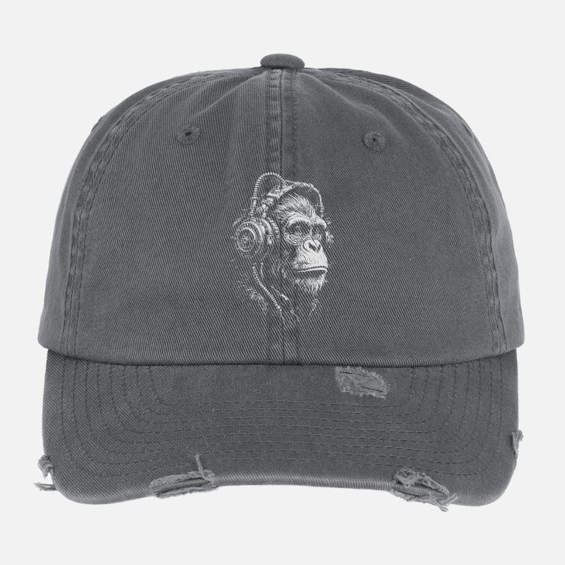 Headphone Ape Illustration Flexfit Vintage Destroyed Cap