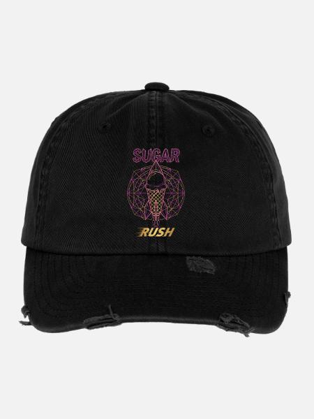 Sugar Rush Eis Rakete - Flexfit Vintage Destroyed Cap - Schwarz - Vorne