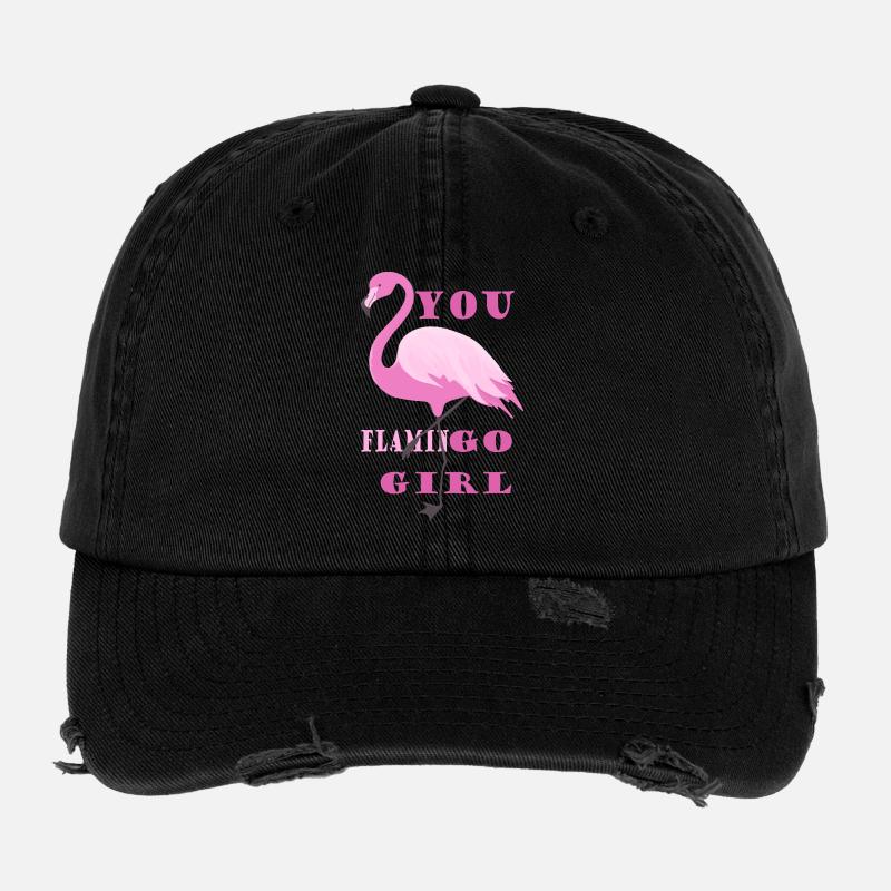 Flamingo Girl Stil-Statement Flexfit Vintage Destroyed Cap