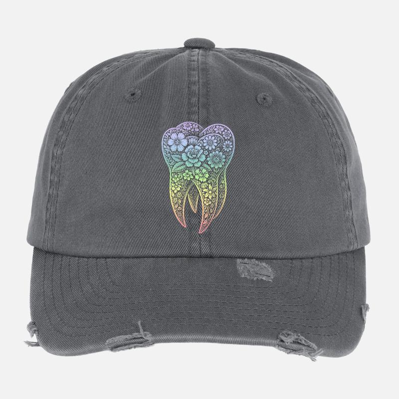 Fleurs dentées en dégradé Casquette vintage effet usé Flexfit