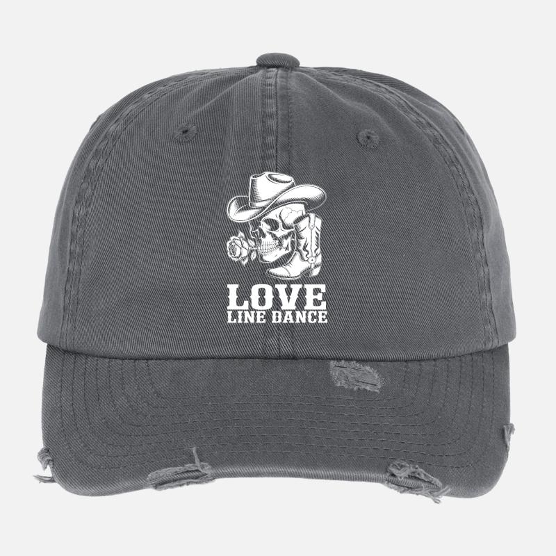 Cowboy Schädel Liebe Line Dance Flexfit Vintage Destroyed Cap