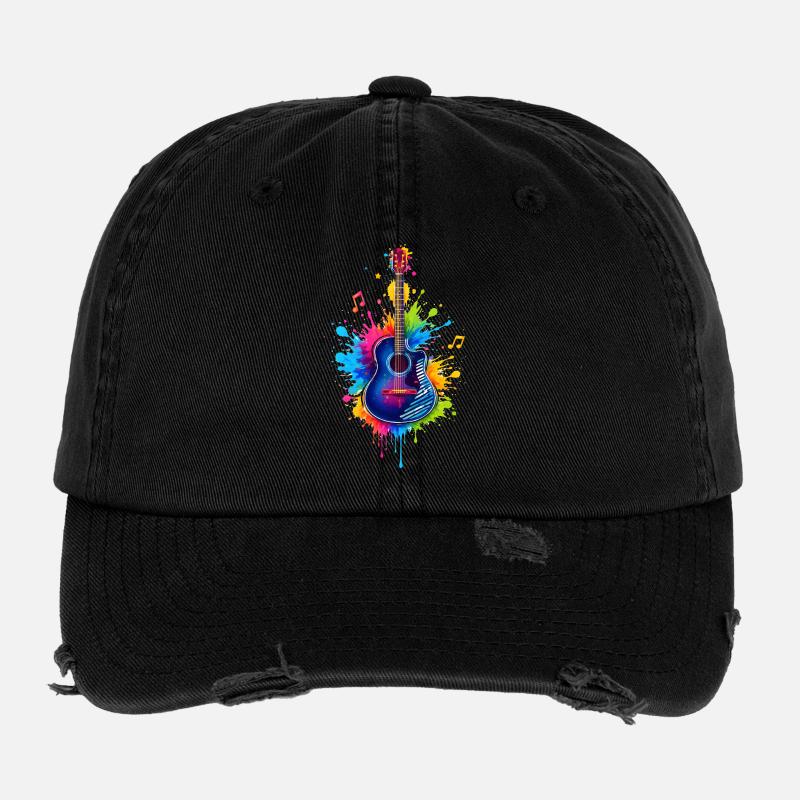 Colorful Guitar – Music Graffiti Art Flexfit Vintage Destroyed Cap