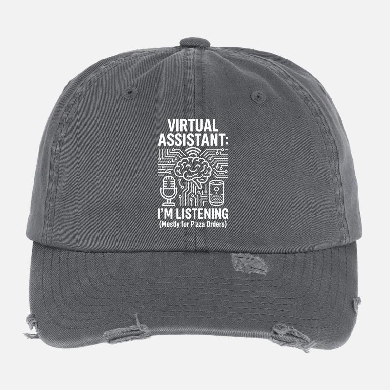 Assistant virtuel J’écoute de l’humour de pizza Casquette vintage effet usé Flexfit