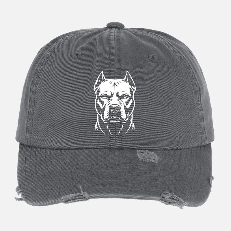 Pitbull Kopf  Flexfit Vintage Destroyed Cap