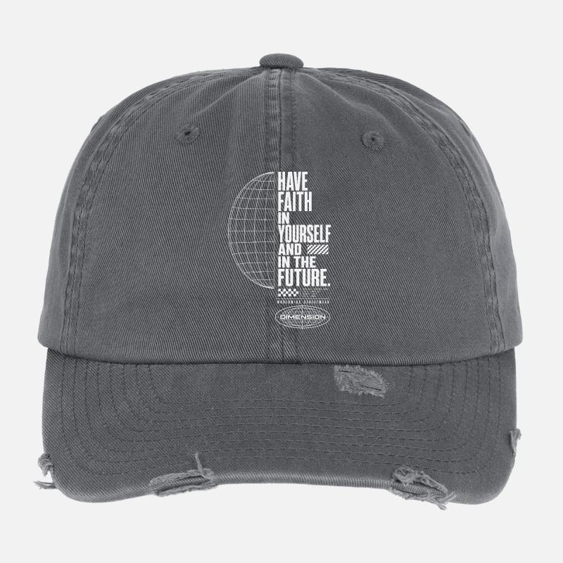 Glaube an sich selbst und die Zukunft des Globus Flexfit Vintage Destroyed Cap