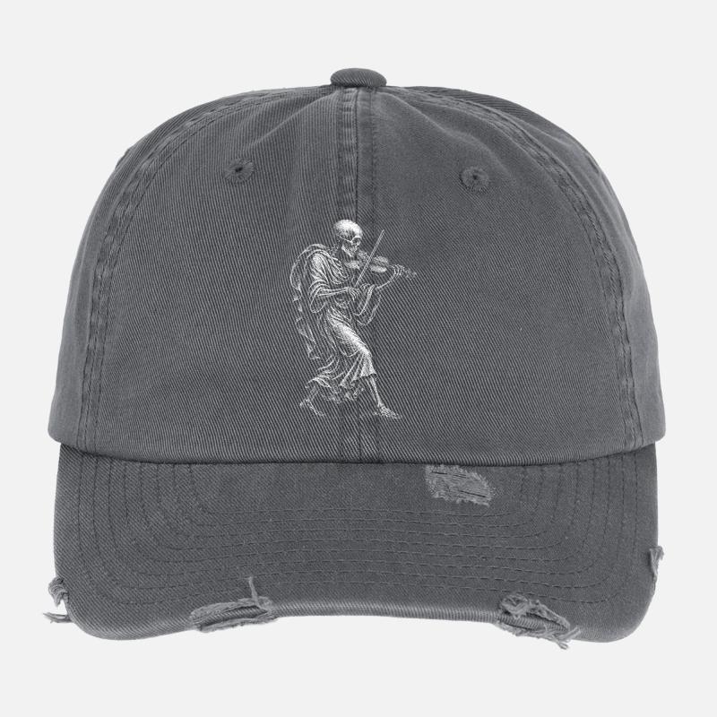  Skeleton playing the violin Flexfit Vintage Destroyed Cap