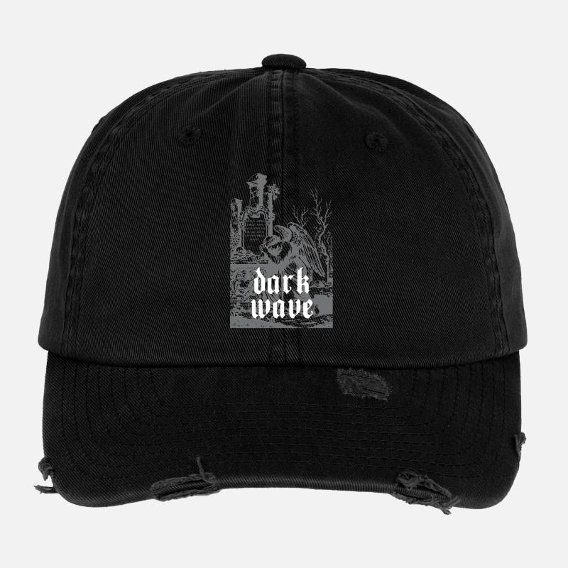 Dark Wave Graveyard Raven Flexfit Vintage Destroyed Cap