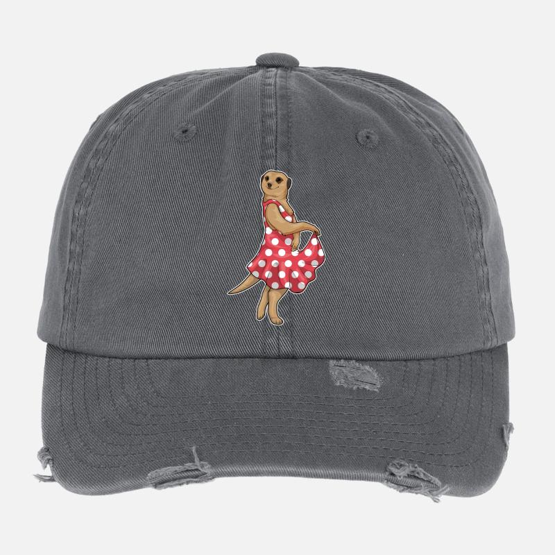 Erdmännchen Polka Dots Kleid Flexfit Vintage Destroyed Cap