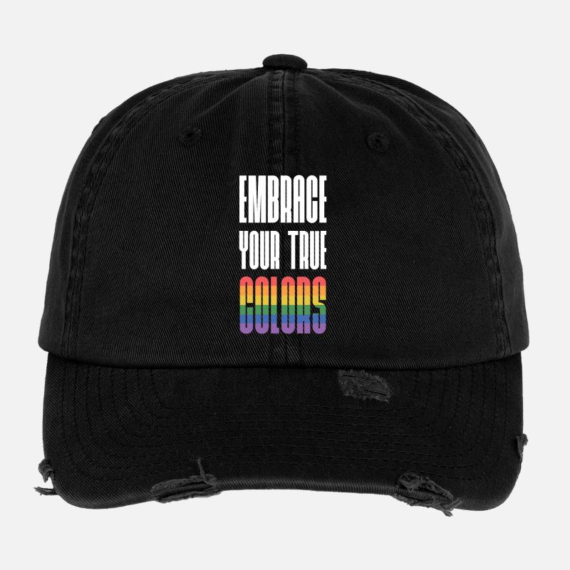 LGBT Pride Month - Embrace Your True Colors - Flexfit Vintage Destroyed Cap - black